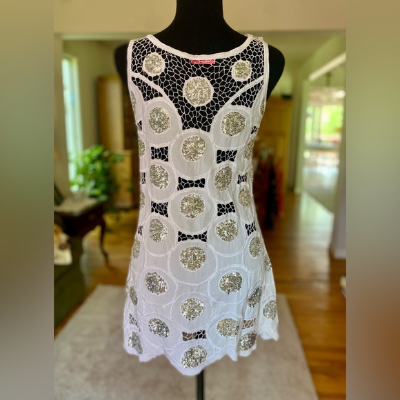 sass & bide Retro White Sequin Cutout Micro Mini Dress - Picture 6 of 9